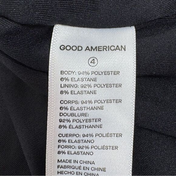 Good American All Day Ribbed Velvet Deep V Neck Bodysuit Black 4 XL - Picture 13 of 16